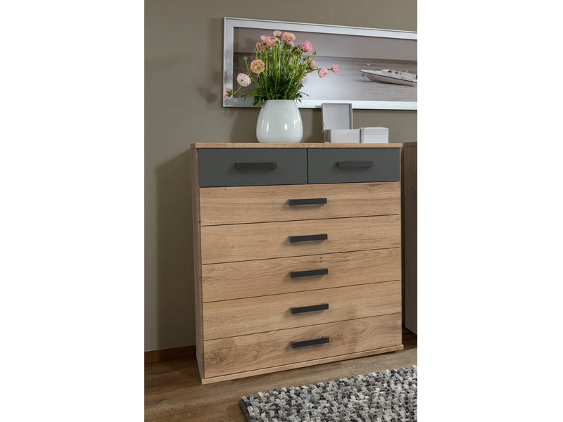 Commode industrielle chêneanthracite katarina - Conforama B