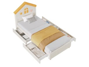 Lit cabane 90x200 cm <strong>MODFU</strong>  <strong></strong> coloris beige