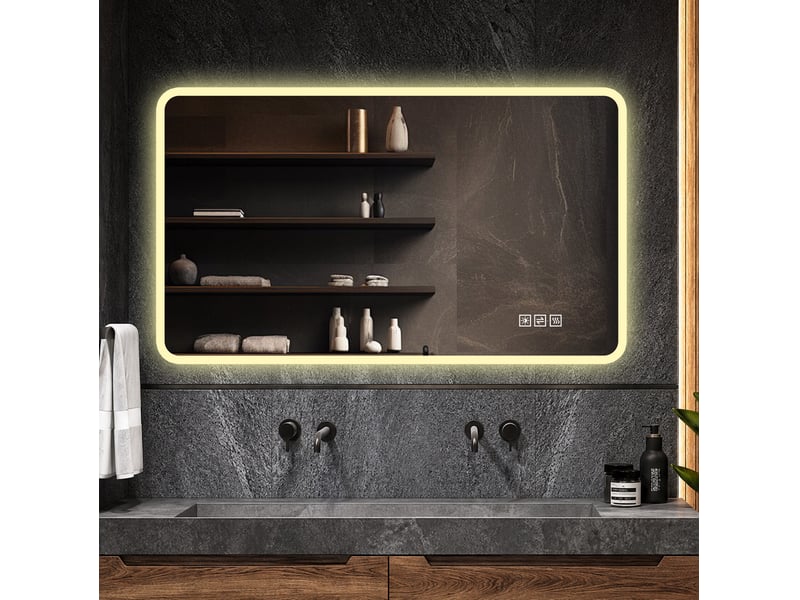  Miroir de salle de bains led 100x60 cm argenté antibuée à 3 températures  - Conforama E