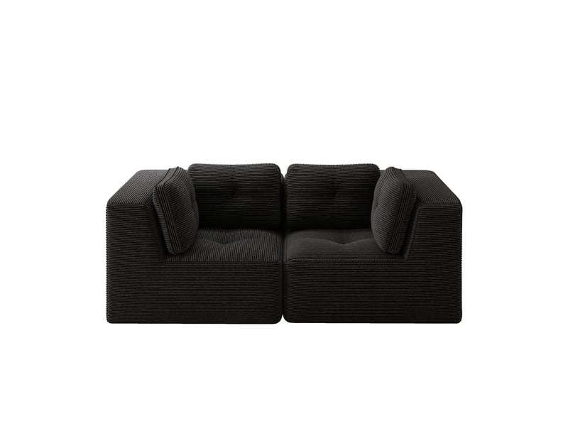  Canapé droit modulable 2 places velours côtelé noir – 208 x 104 x 69 cm Fay Lum - Conforama A