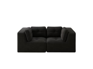 Canapé droit modulable 2 places velours côtelé noir – 208 x 104 x 69 cm