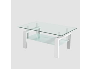 Table basse rectangulaire coloris blanc <strong>MIVRAY </strong> <strong></strong> - 60 cmx100 cm