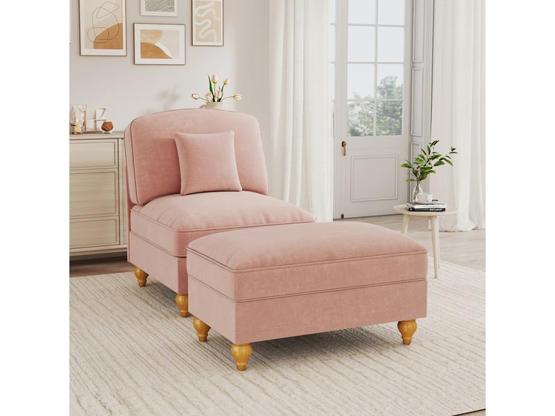 Canapé de salon, canapé pour séjour, en chenille, rose, pour salon, pour intérieur, mobilier pour espace de vie - Conforama A