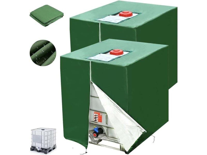  Bâche protection cuve ibc 1000l, 2 pièces 420d anti-uv anti-poussière avec fermeture éclair, couverture réservoir (116x100x120 cm)  - Conforama A