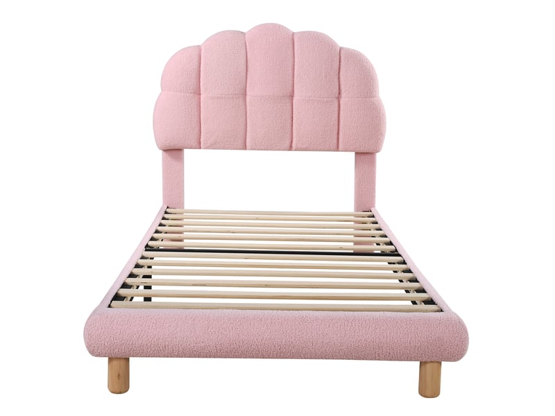  Lit d'enfant 90 x 200 cm, en bois, imitation feutre, rose  - Conforama E