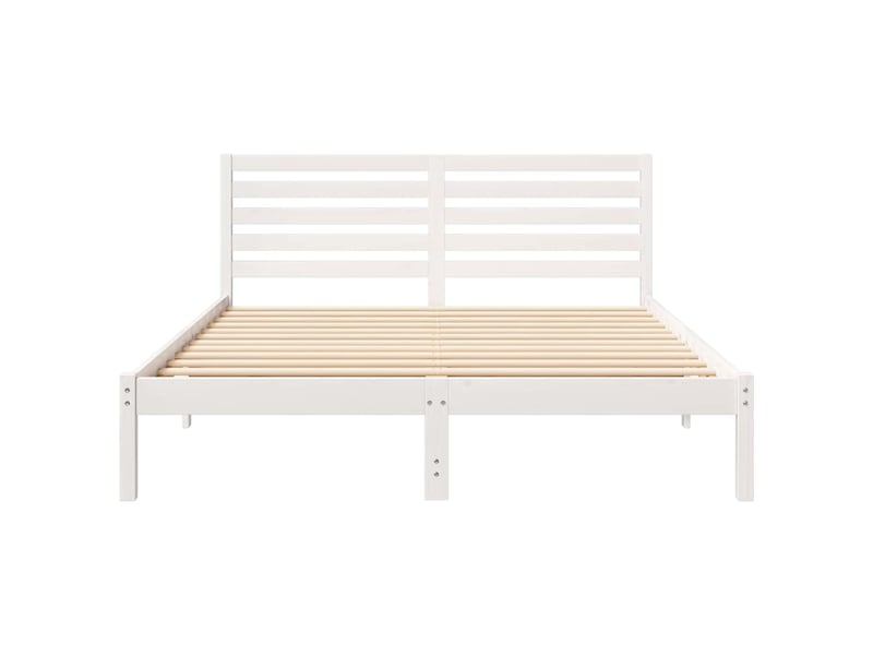  Lit double- lit adulte -  cadre de lit avec tête de lit blanc 160 x 200 cm pin massif  - Conforama D