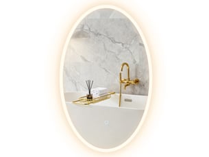 Miroir salle de bain avec éclairage 80 x 50 cm, miroir led ovale, anti-buée, 3 couleurs lumière, dimmable, transparent