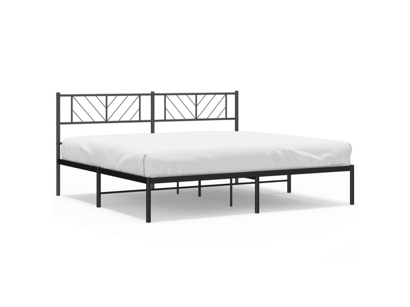  Lit double- lit adulte -  cadre de lit métal sans matelas avec tête de lit noir 200x200cm  - Conforama A