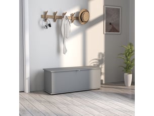 Coffre de rangement, banc de rangement avec couvercle rabattable et charnières de sécurité, 100 x 40 x 40 cm, gris