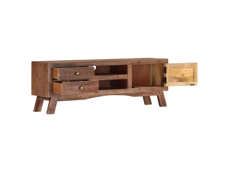  Meuble tv - banc tv - meuble de rangement 110x30x40 cm bois de manguier brut  - Conforama A