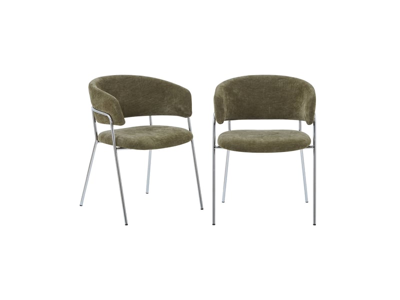  Lot de 2 fauteuils vintage tissu armature chromée kaki - domo  - Conforama A