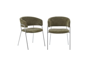 Lot de 2 fauteuils vintage tissu armature chromée kaki - domo