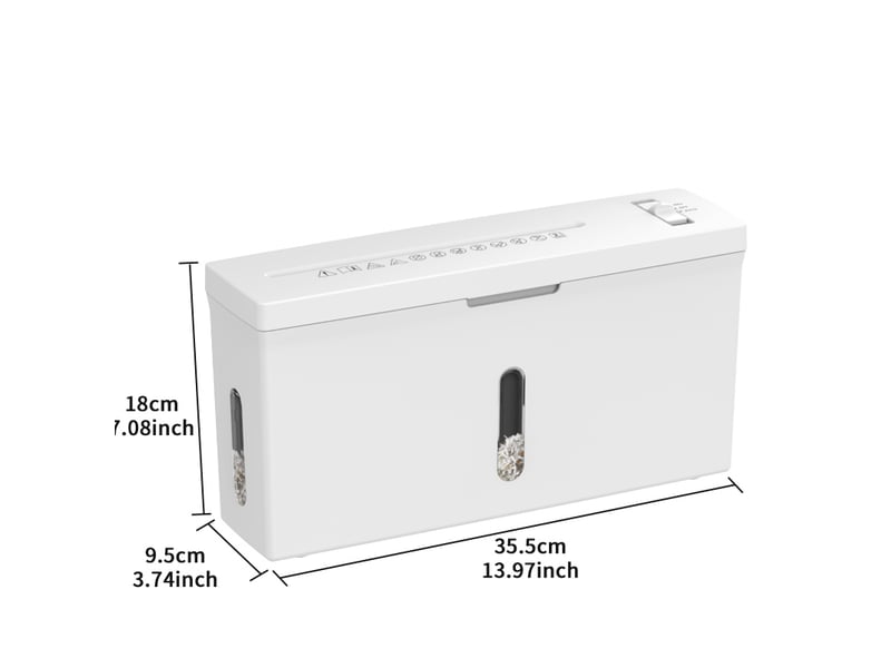  Destructeur de documents de bureau p-5 35,5 x 9,5 x 18 cm blanc abs et pc, coupe micro 4 feuilles  - Conforama C
