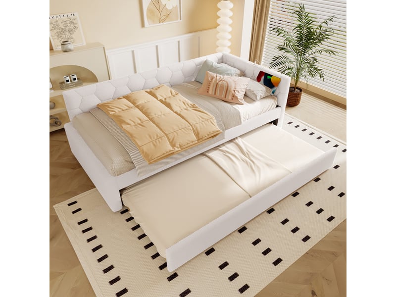  Lit en boucle blanc 90x200 cm  - Conforama E