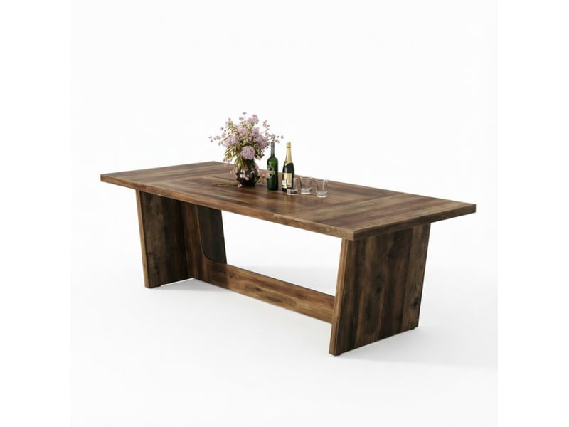 Table de salle à manger 6 à 8 places en bois marron, style campagne, idéale pour vos repas et réceptions  - Conforama A