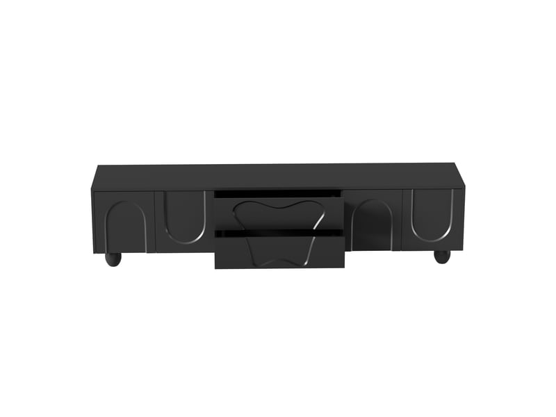  Meuble tv noir, rangement, design moderne, structure robuste, finition haut de gamme, entretien facile - 180x40x42cm - salon  - Conforama C