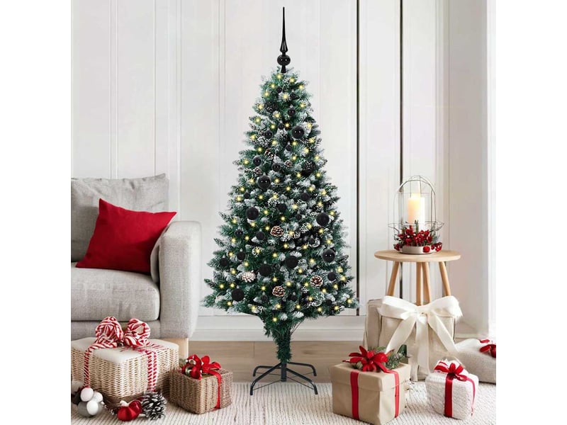 Sapin de noël artificiel, arbre de noël vert 150 cm pvc, acier et plastique shl3639 - Conforama B