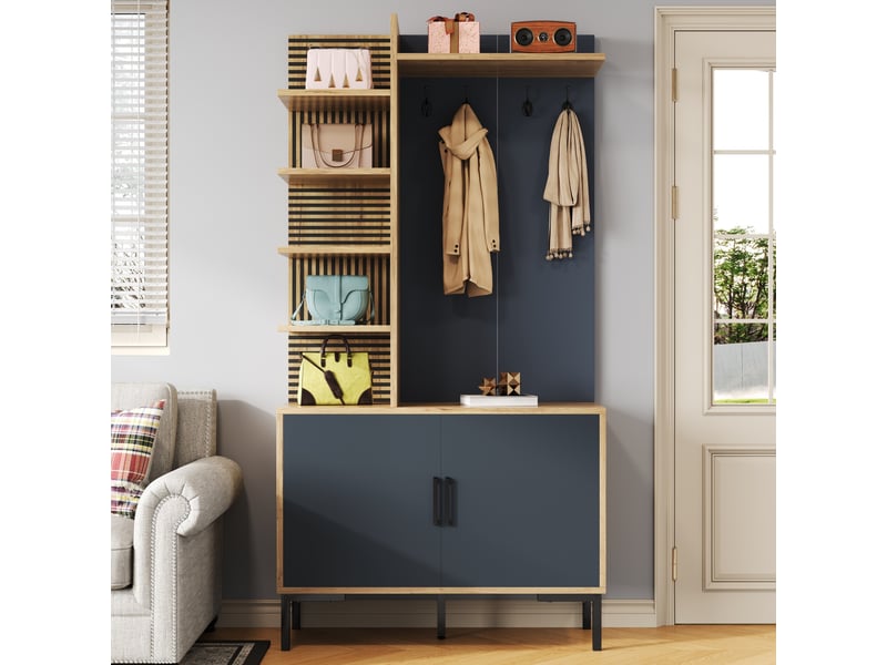 Portemanteau avec banc et rangement 100 x 190 cm en panneau de particules - Conforama B