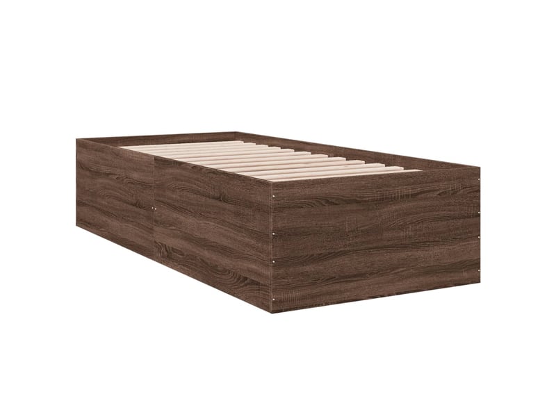  Lit simple- lit adulte -  cadre de lit sans matelas chêne marron 100x200 cm  - Conforama B