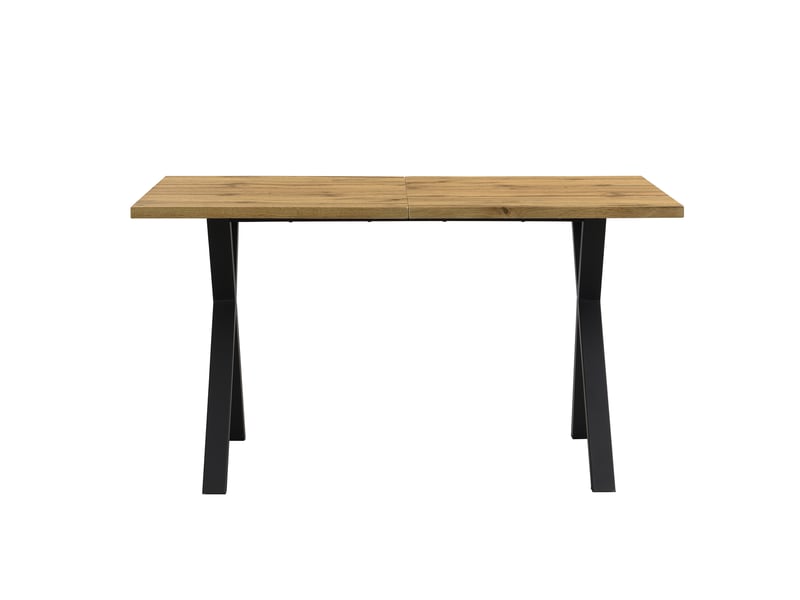  Table à manger table basse l140 x p80 x h76 cm pieds croisés design minimaliste plateau mdf pieds métal finition chêne  - Conforama A