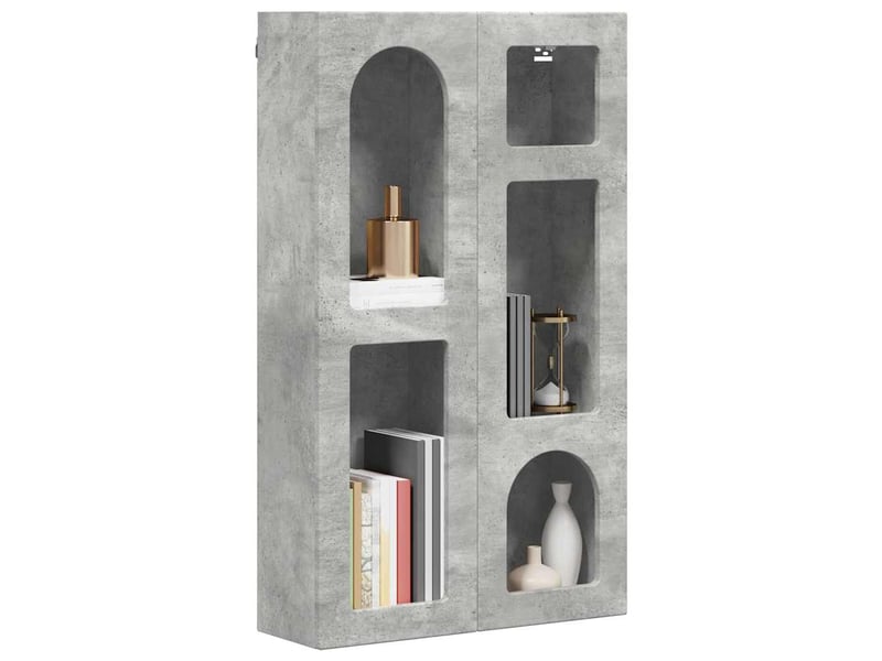  Armoire suspendue, meuble de rangement avec étagère elst gris béton 59x20x100 cm  - Conforama C