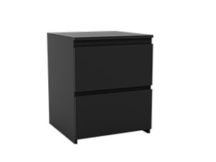 Table de chevet denver, commode de nuit, chambre, rangement, grand, 2 tiroirs, noir
