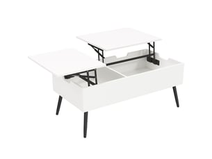 Table basse relevable blanche 100 cm - rangement caché - 100x50 cm - salon
