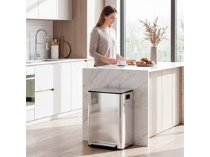 Poubelle de tri sélectif 2 x 30l en acier inoxydable argenté 47,7x37,5x66,8 cm