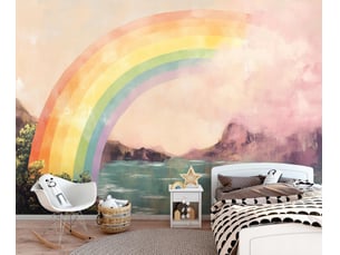 Papier peint panoramique intissé fille arc-en-ciel coloré - 250x175 cm - papier peint enfant
