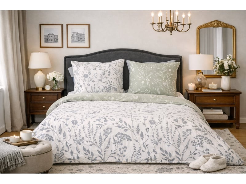 Parure de lit harmonie végétale – satin de coton bio 78 fils PAR_SUSIE220 - Conforama B