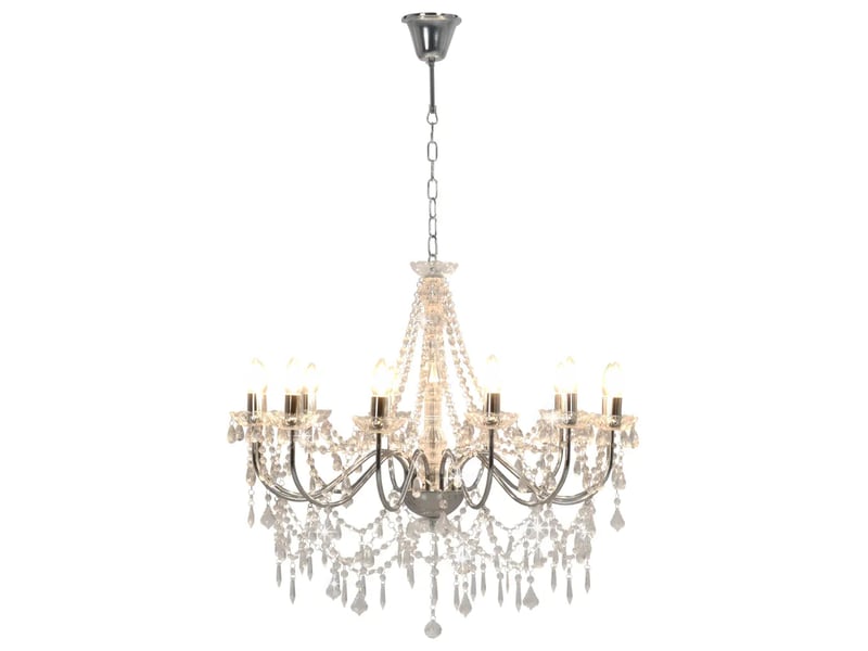 Lustre suspendu design antique 80 x 75 cm avec 12 ampoules personnalisables en métal argenté 02_0046416  - Conforama B