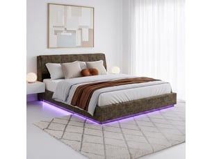 Lit double capitonné tröstiar avec éclairage led 180 x 200 cm vert [en.casa]