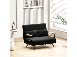 Canapé convertible 2 places 4 en 1, canapé-lit avec dossier réglable sur 5 niveaux, 2 coussins, noir, 102 x 73 x 81 cm