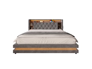 Lit coffre 180x200 cm TCQPZ   coloris gris