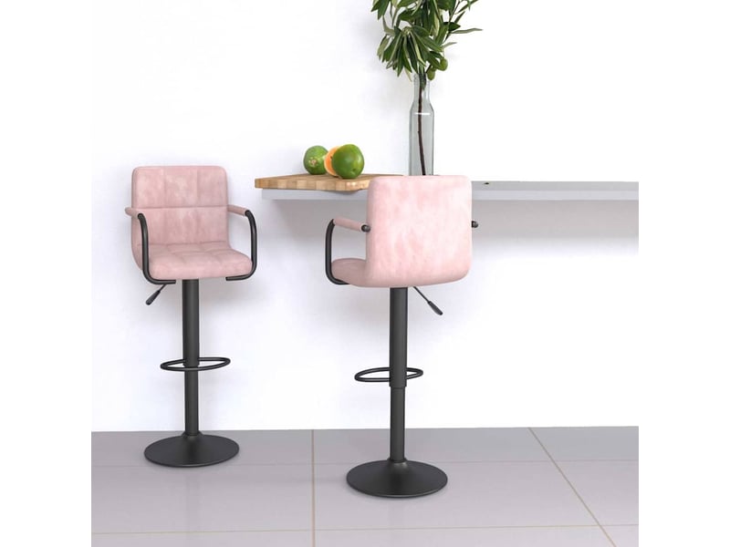  Lot de 2 tabouret de bar, chaise de bar rose velours shl31119  - Conforama B