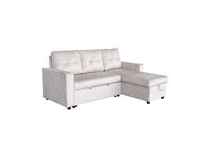 Canapé d'angle caldero convertible 3 places avec coffre – beige champagne – 202 x 90 x 150 cm