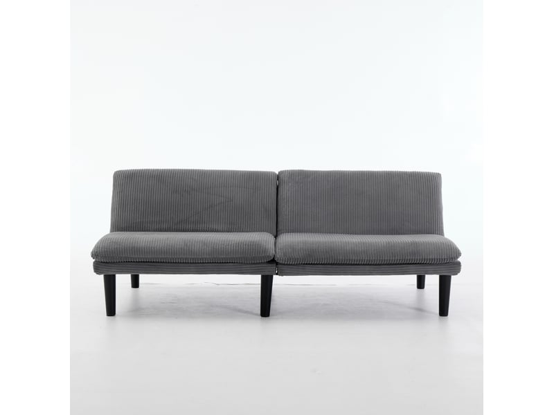  Canapé-lit 2 places 168 x 86 cm gris en velours côtelé, dossier réglable 3 positions sans accoudoirs  - Conforama D