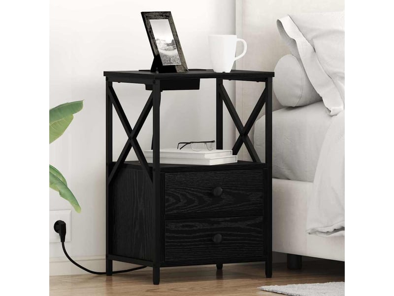  Table de chevet chêne noir 40 x 31 x 60 cm bois d'ingénierie  - Conforama B