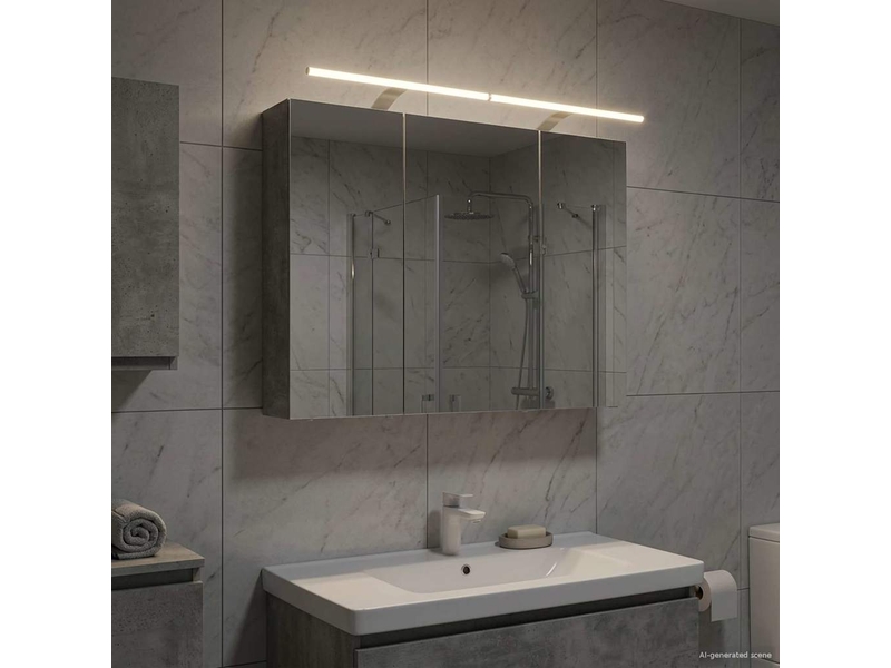 Amoire de salle de bain, meuble de salle de bain avec miroir gris béton shl3441 - Conforama B