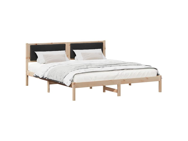 Lit double- lit adulte -  cadre de lit avec tête de lit noir 200 x 200 cm pin massif  - Conforama B