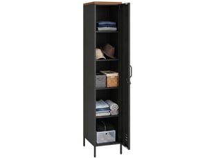 Armoire métallique de style industriel avec étagères réglables, idéale pour la chambre, le garage ou le bureau, noire.