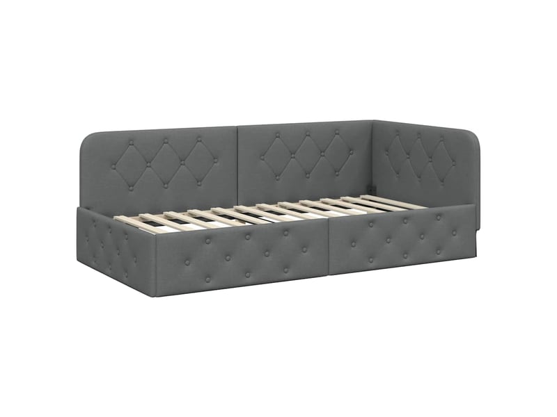  Lit simple- lit adulte -  cadre de lit d'angle gris foncé 100 x 200 cm tissu  - Conforama A