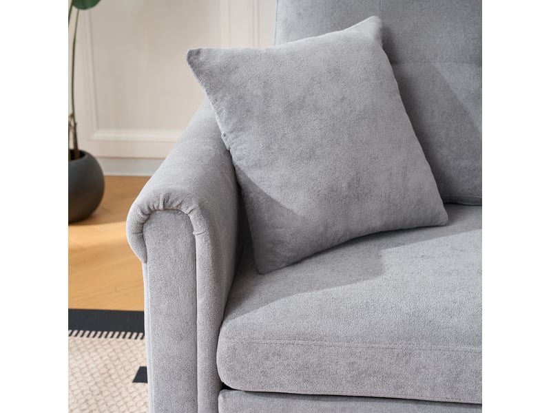 Canapé en u convertible avec rangement 266x130x85 cm en chenille gris - Conforama D