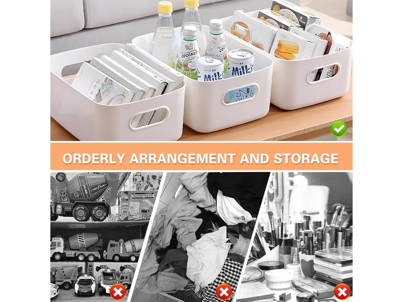  Lot de 10 paniers de rangement en plastique avec poignées – cuisine et salle de bain  - Conforama E