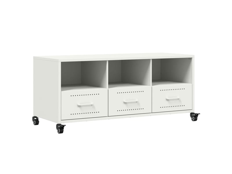  Meuble tv - banc tv - meuble de rangement blanc 100,5x39x43,5 cm acier  - Conforama A
