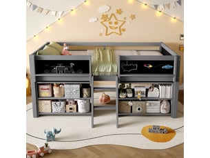 Lit mezzanine 90x200 cm <strong>ZOVIRA</strong> <strong></strong> coloris gris