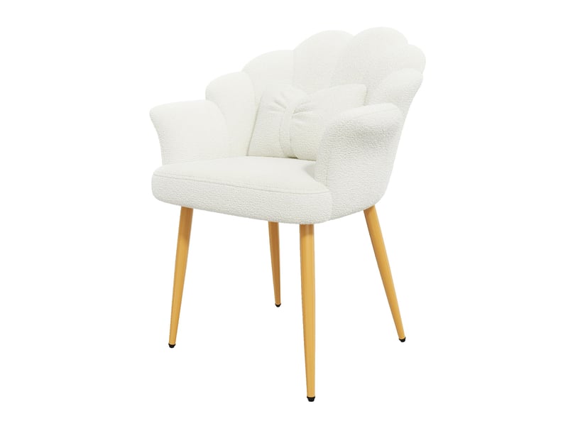  Lot de 6 fauteuils de salle à manger 64x65,5x85 cm en tissu bouclette blanc  - Conforama E