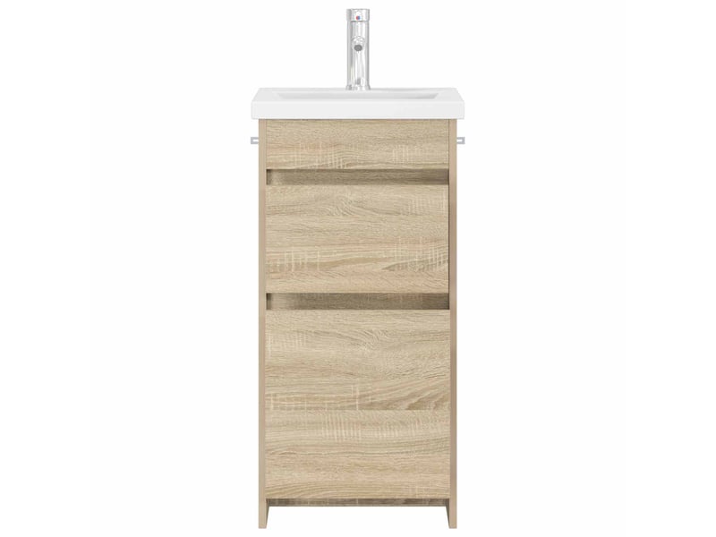 Meuble salle de bain avec évier, meuble de rangement chêne sonoma shl5917 - Conforama C