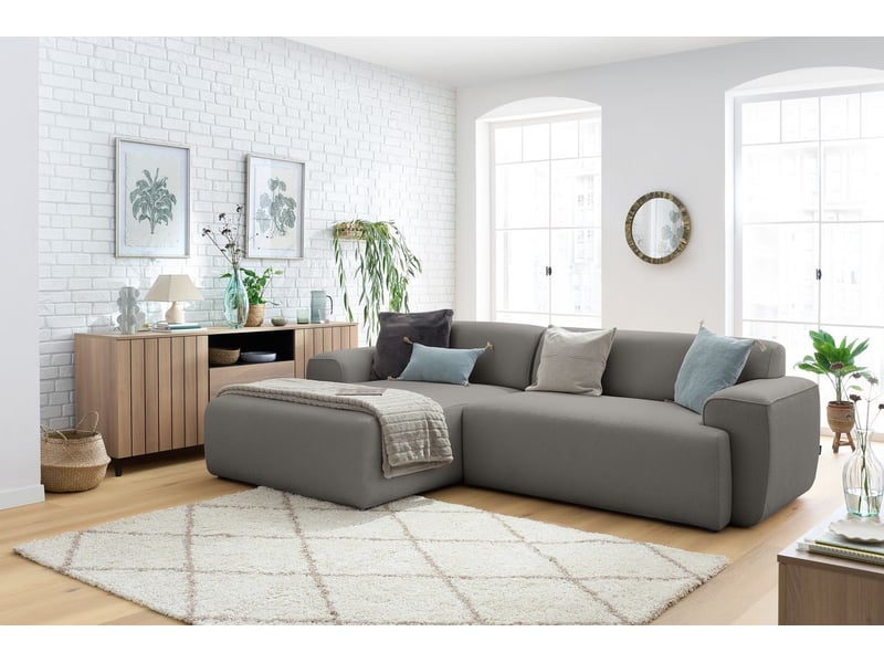 Bobochic canapé d'angle fixe marais gris foncé angle gauche MARAIS - Conforama B