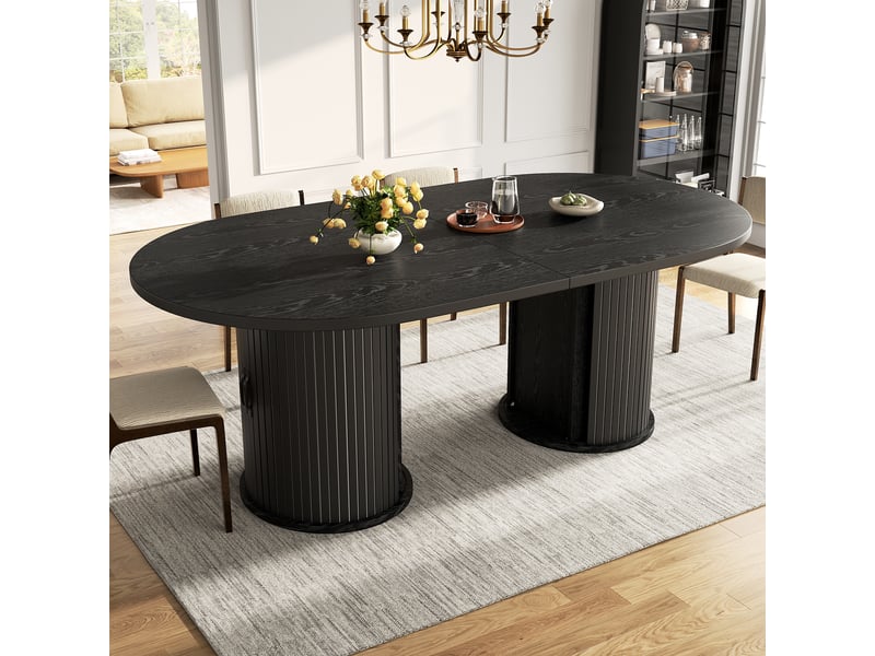 Table à manger extensible 150-190 cm avec rangement caché, table de cuisine multifonction gain de place - noir - Conforama C